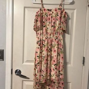 Floral off the shoulder (with strap) high low dress
